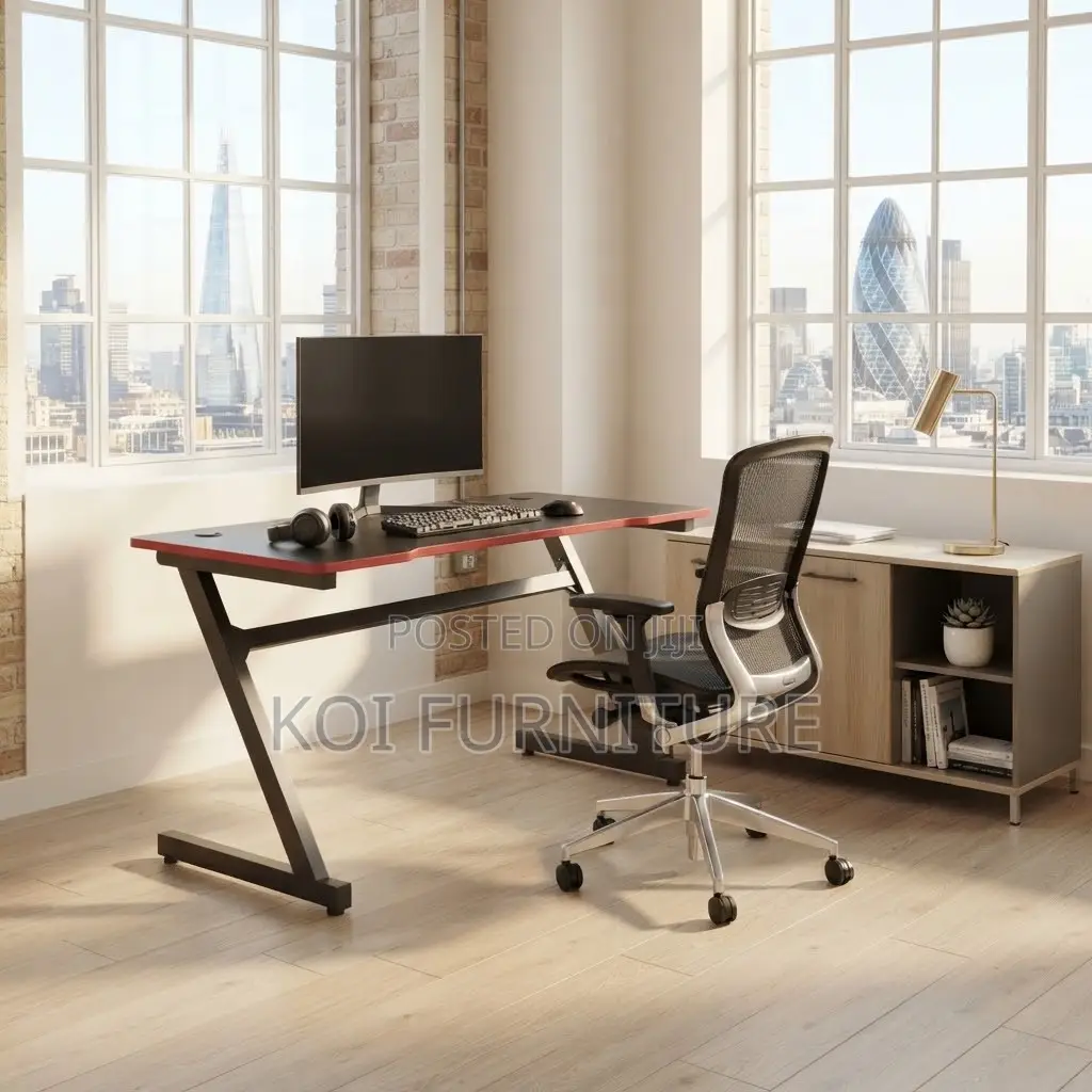 Office Desk; Black Ergonomic 1.2 Meter Study Framed Gaming Desk