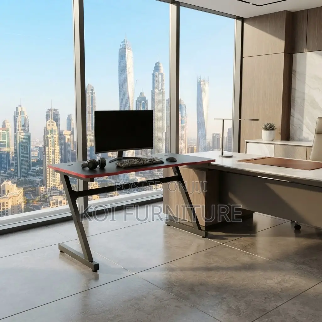 Office Desk; Black Ergonomic 1.2 Meter Study Framed Gaming Desk