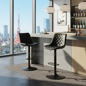 Barstools; High Height Adjustable Leather Mid Back Barstools