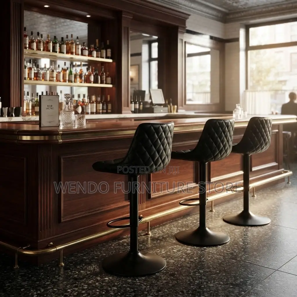 Barstools; High Height Adjustable Leather Mid Back Barstools