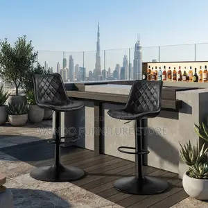 Barstools; High Height Adjustable Leather Mid Back Barstools