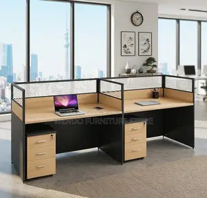 Office Workstation; Two Users Straight Modern Lining Workstations