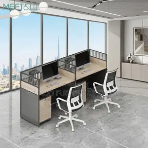 Office Workstation; Two Users Straight Modern Lining Workstations