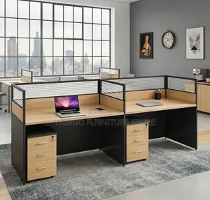 Office Workstation; Two Users Straight Modern Lining Workstations