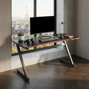 Office Desk; Black Top Gaming Streaming Home Studio Desk