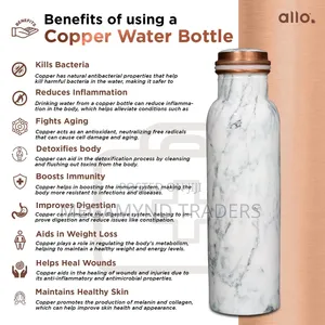 Printed Pure Copper Water Bottle / 1 LTR Copper Bottle