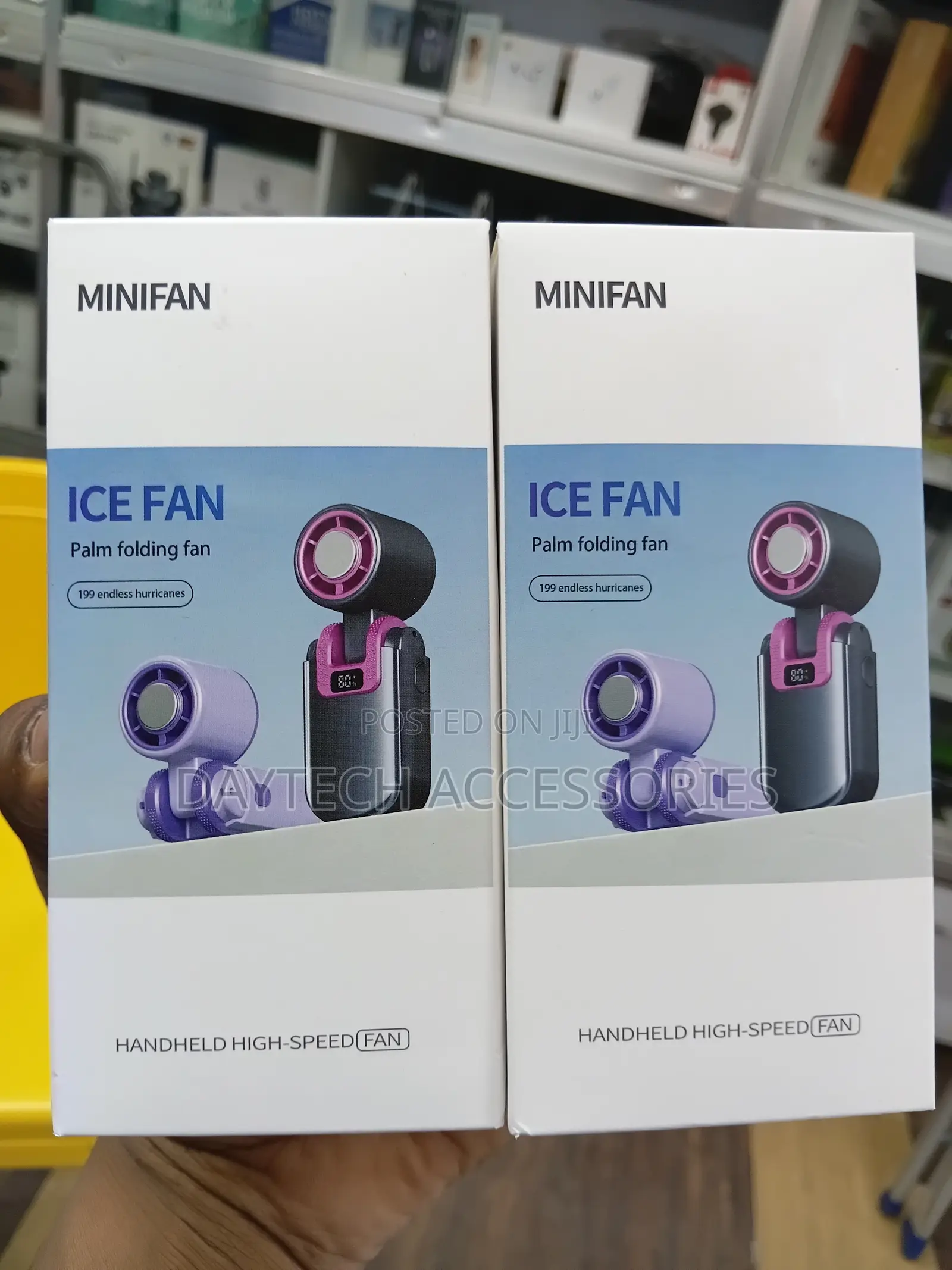 Mini Fan Ice Fan Palm Folding Fan Handheld Rechargeable Personal Fan.