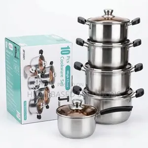 10 PCS JP Cookware Set Stainless Steel Induction Enabled
