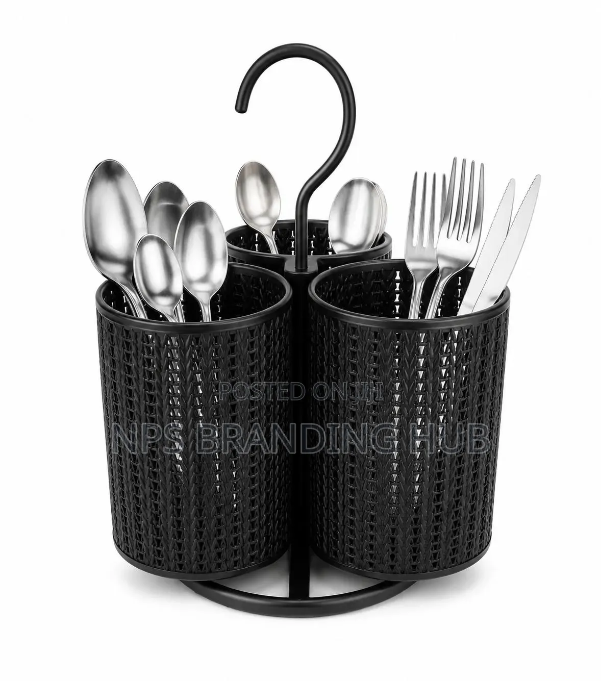 3-Compartments Rotating Stainless Cutlery Organizer(chu