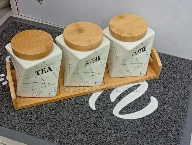 ✨ 3-Piece Ceramic Tea, Sugar & Coffee Canister Set