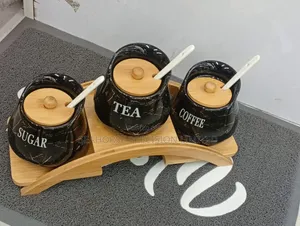🖤 3-Piece Black Tea, Sugar & Coffee Canister Set