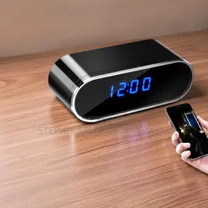 Phone Viewing Monitor WiFi Alarm Table Clock Hidden Spy Camera