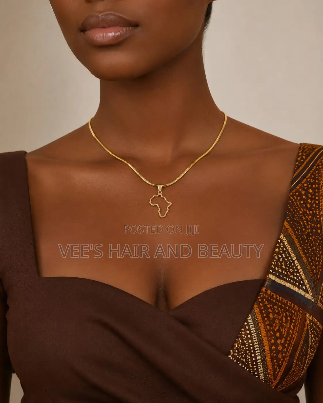 Gold Africa Pendant Necklace I Women's Jewelry