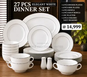 🍽 27-Piece Elegant White Ceramic Dinner Set