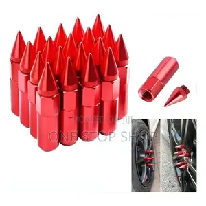 20pc Red Aluminum M12x1.25 Extended Spiked Wheel Lug Nuts
