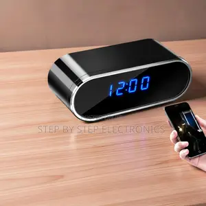 Mini HD Surveillance WiFi Alarm Table Clock Hidden Spy Camera