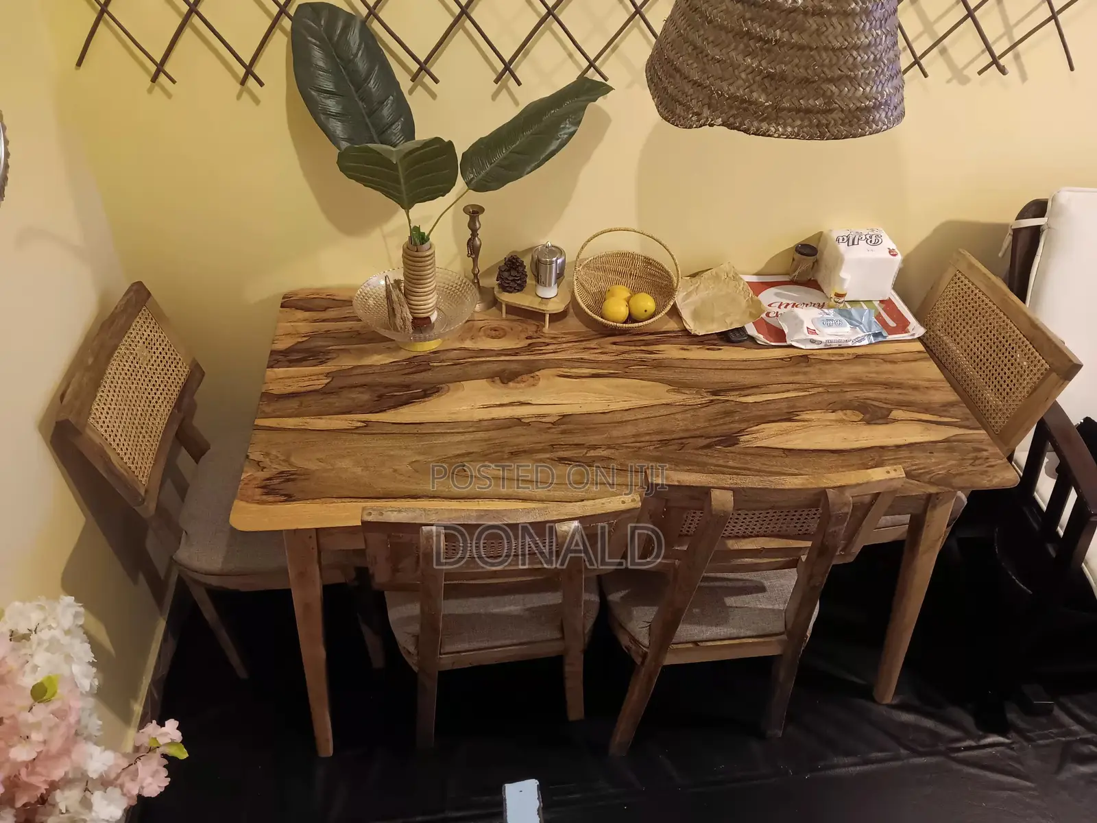 Mango Wood 4‐Seater Dining Table + Chairs – Solid Hardwood