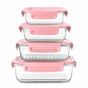 4 PCS Glass Food Container Set*