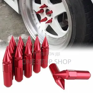 20pc Hard Anodized Red Finish Pointed Spike Top Cap Bullet Nuts