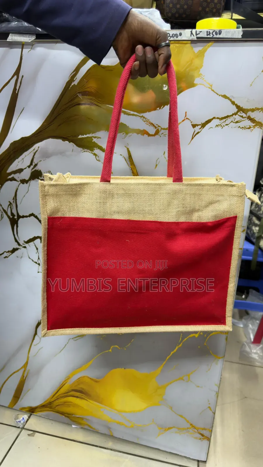 Red Big Brand Able Jute Bags With Zip