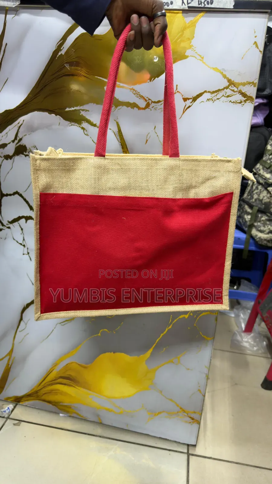 Red Big Brand Able Jute Bags With Zip