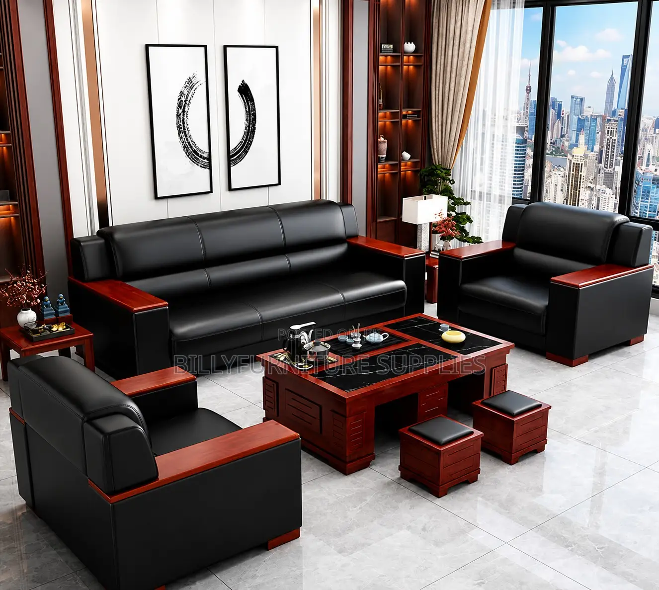 Modern 3-Seater & Singles Leather Sofas