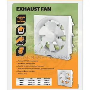 Tolsen Exhaust Fan Ventilation Fan Bathroom Wall Mount Airflow Kitchen