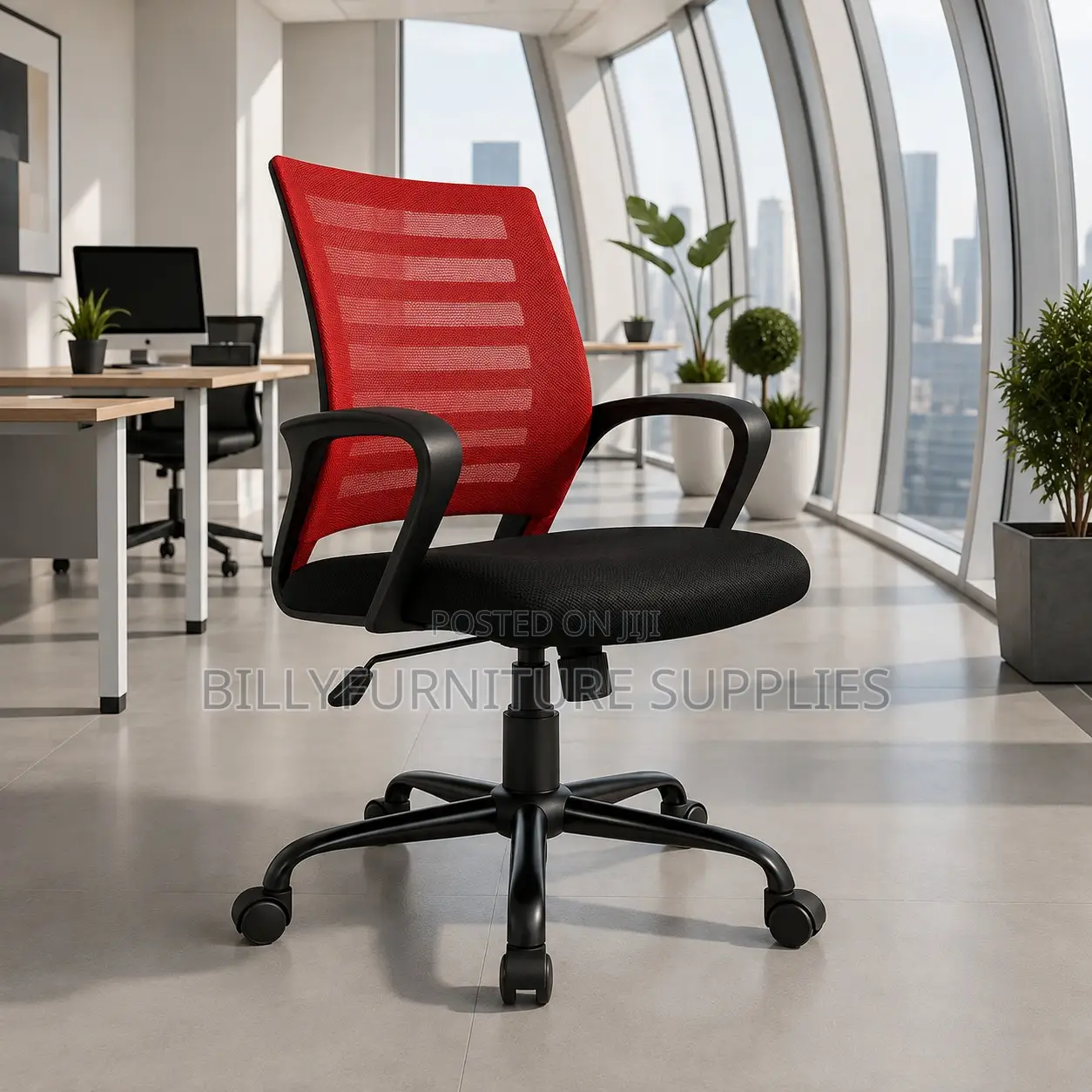 Ergonomic Red Mesh Office Chair With Adjustable Height