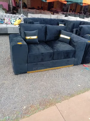 2-Seater Black Sofa Set