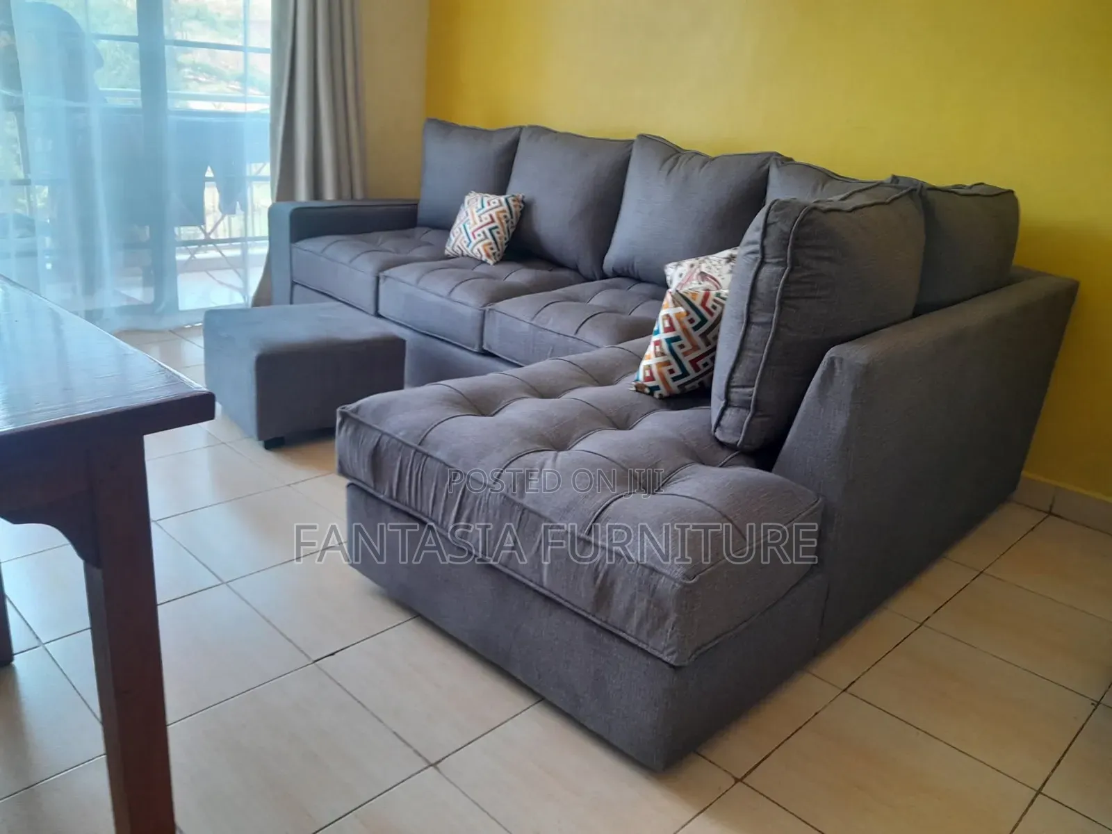 5 Seater L-Shaped Sofa (Grey)