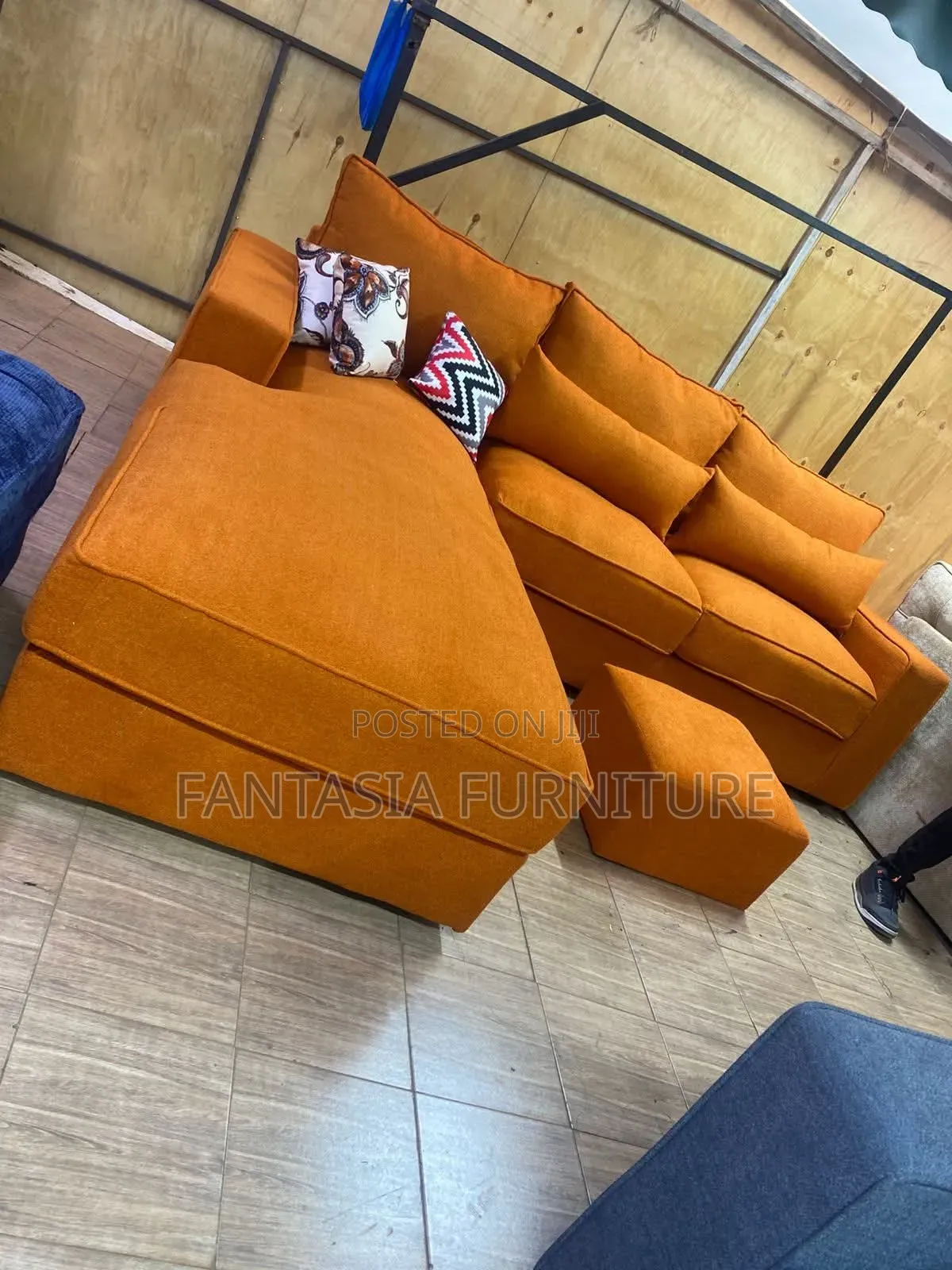 5 Seater Orange L-Shaped Sectional Sofa
