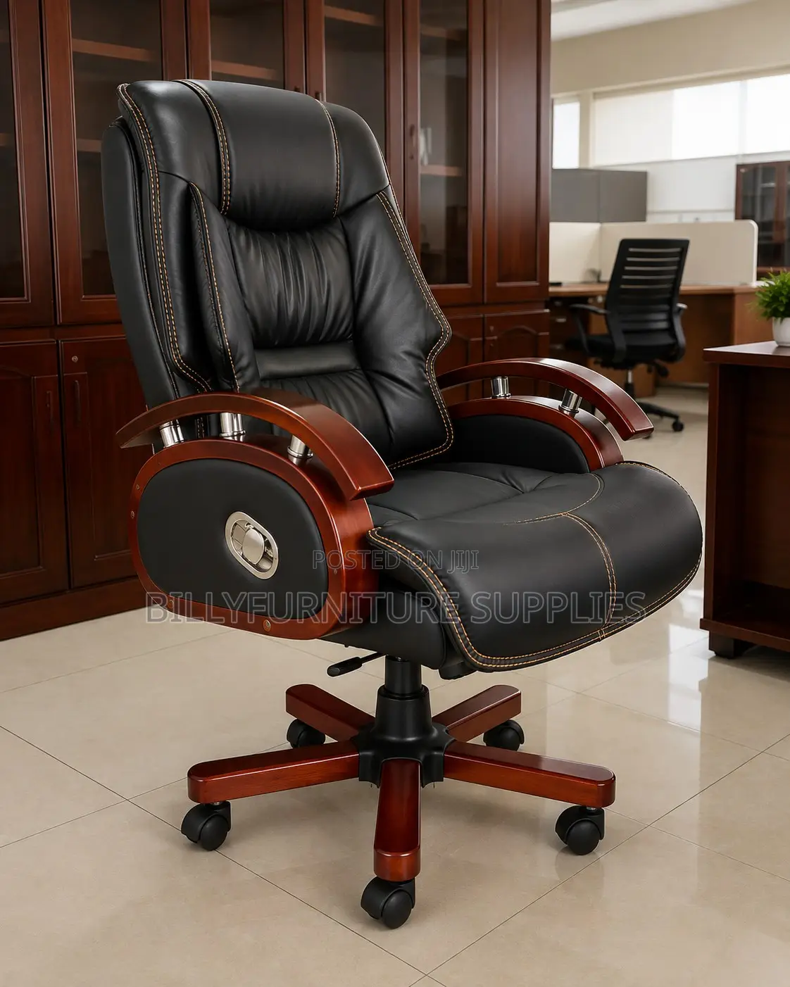 Executive Recliner Chair With Wooden Arms