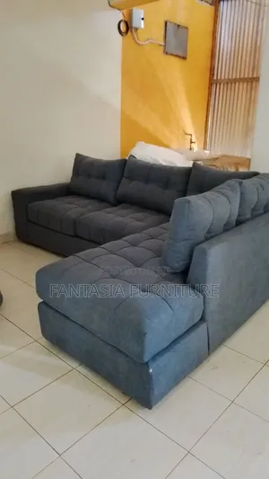 5 Seater L-Shaped Dark Grey Sofa
