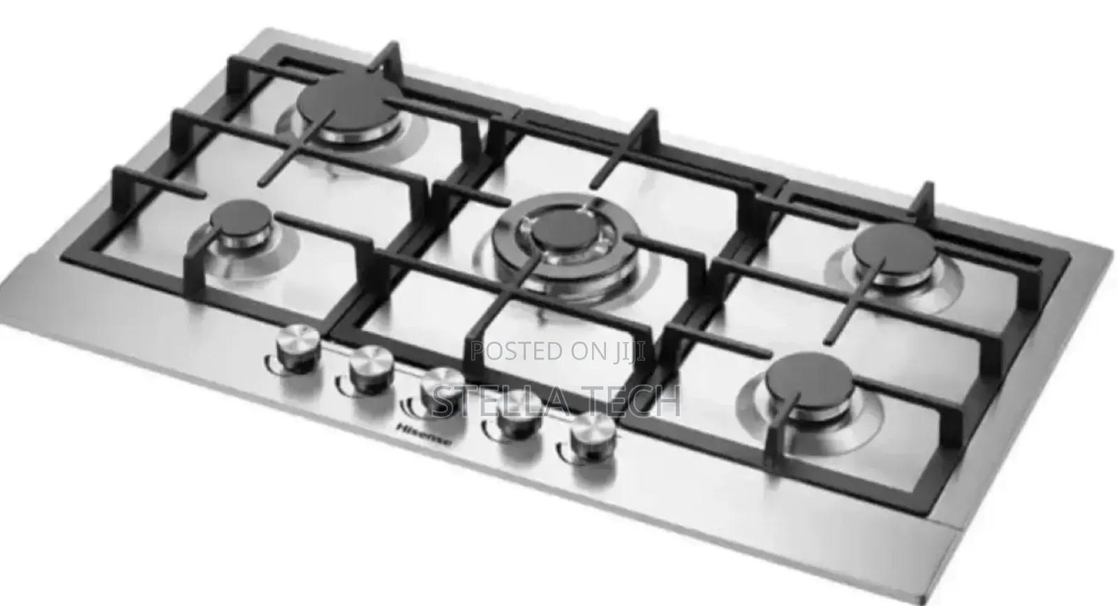 Hisense 86cm Built-in Gas Hob -Black Stainless Steel Panel