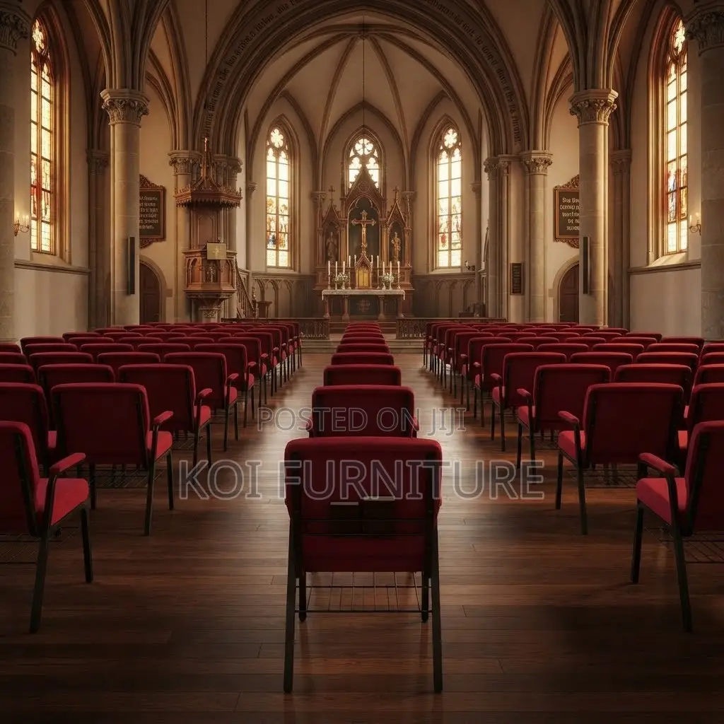 Office Chairs; Fabric Heavy Cushioned Church Seats With Mid Backrest