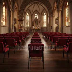 Office Chairs; Fabric Heavy Cushioned Church Seats With Mid Backrest