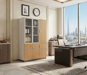 Office Cabinet; Three Doors Executive Polished Finish Office Cabinet