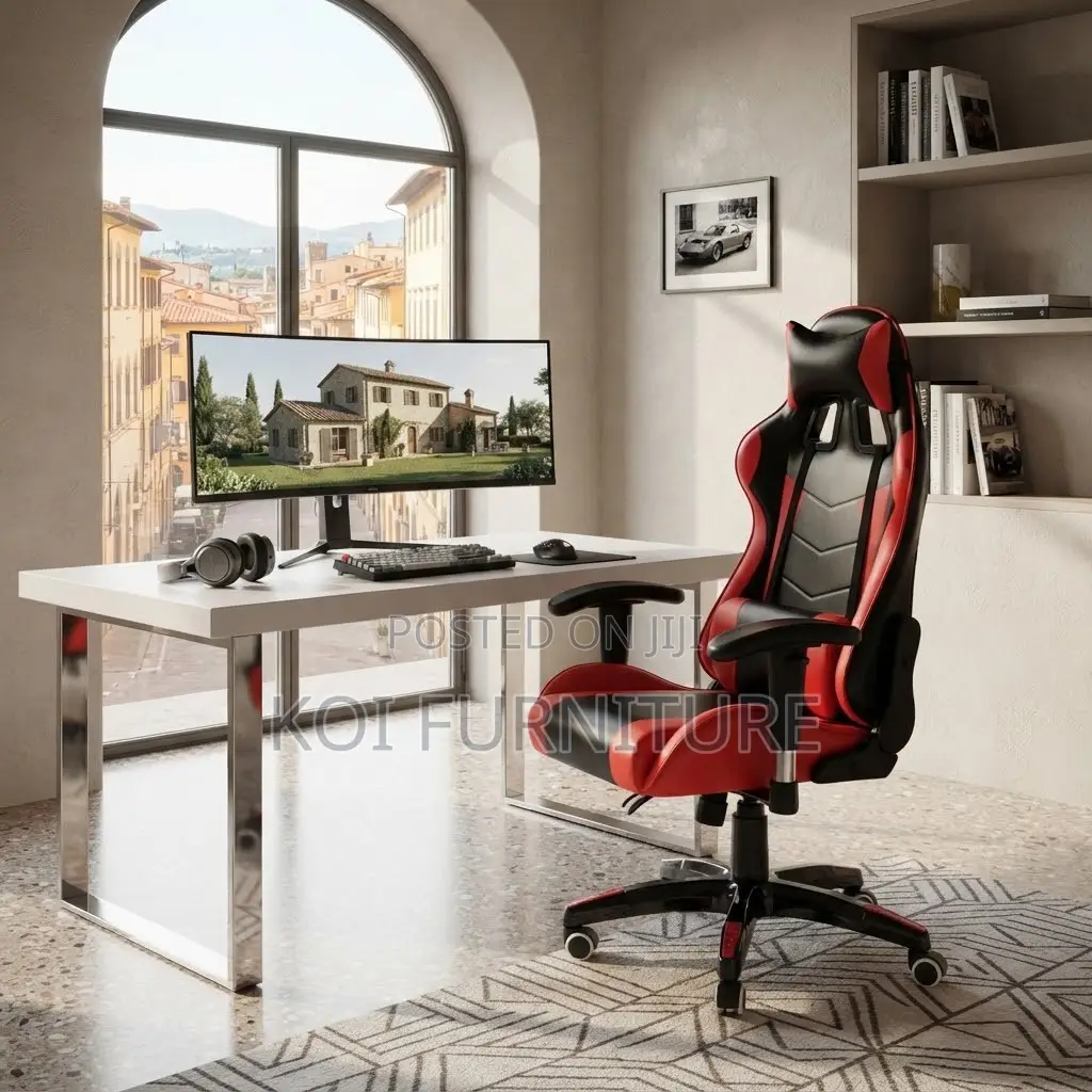 Office Chairs; High Backrest Ergoomic Leather Fixed Gaming Chair