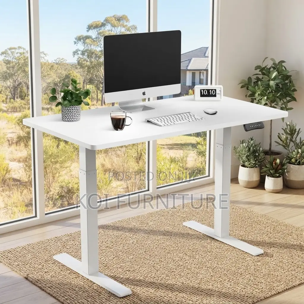 Office Desk; White 1.4 Meters Ergonomic Smart Powered Adjustable Desk