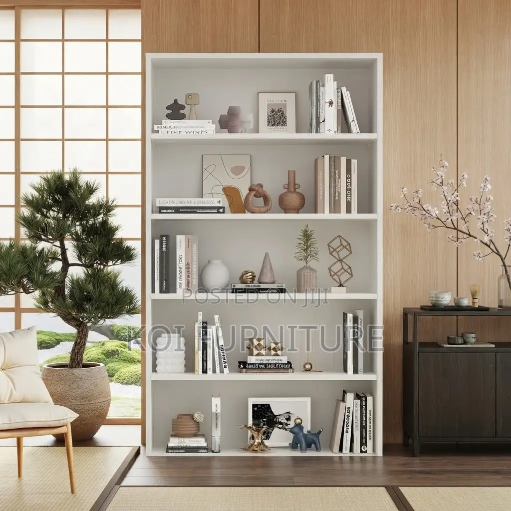 Office Cabinet; White Modern Open Bookshelf