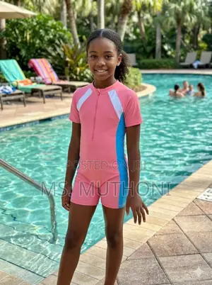 🌸 One-Piece, Athletic-Style Girls' Romper Swimsuit (7-12 Yrs )