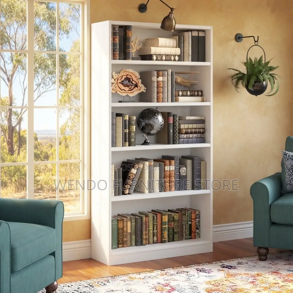 White Modern Wooden Home Office Books Shelf Cabinet
