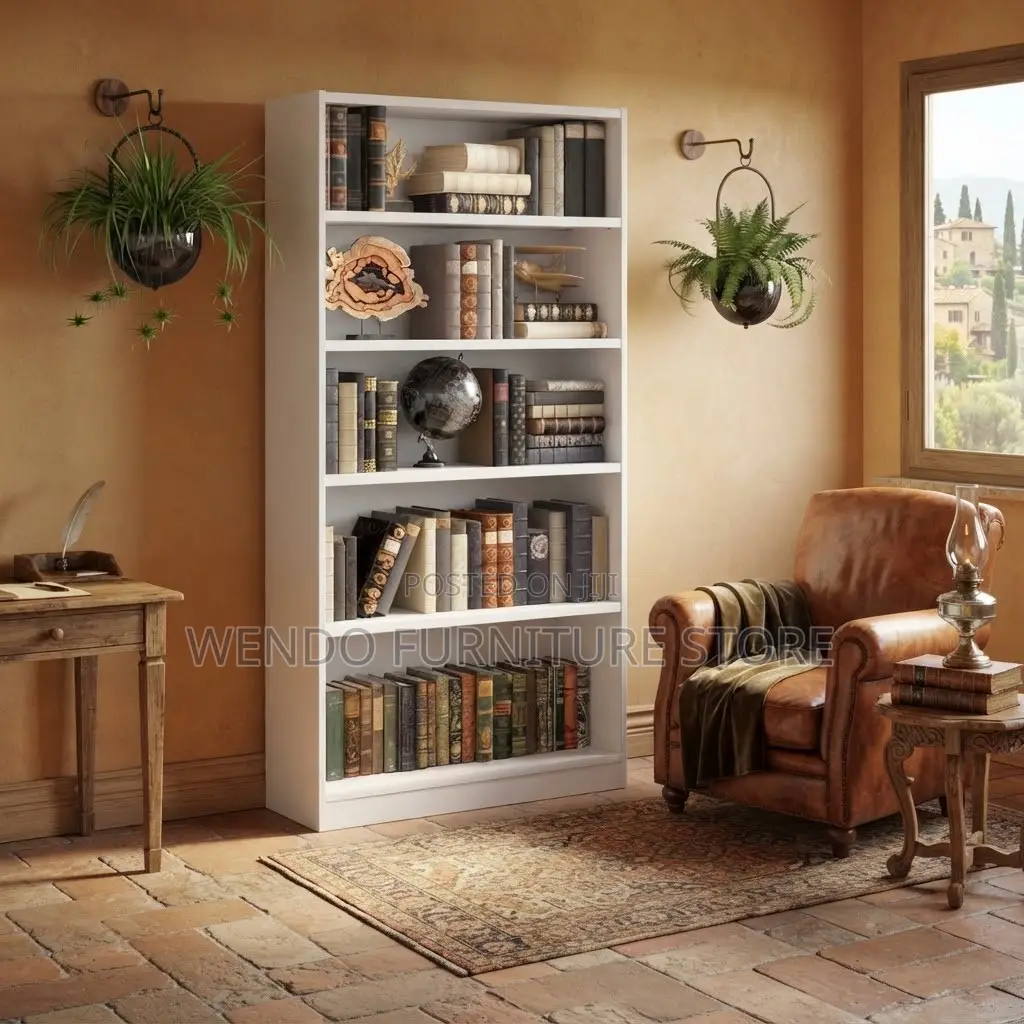 White Modern Wooden Home Office Books Shelf Cabinet