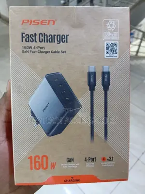Pisen 160W 4-Port Fast Charger - Black