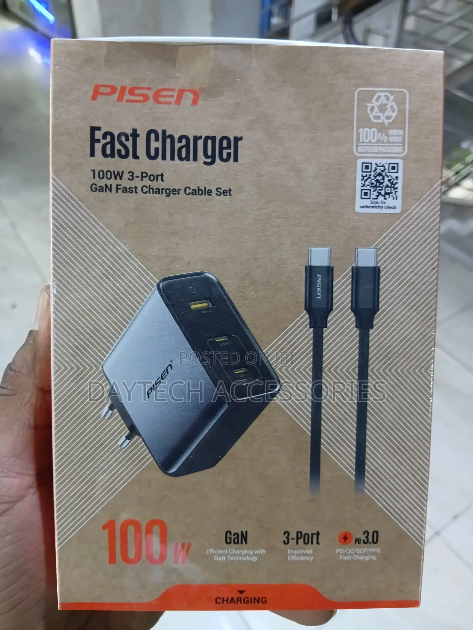 Pisen 160W 4-Port Fast Charger - Black