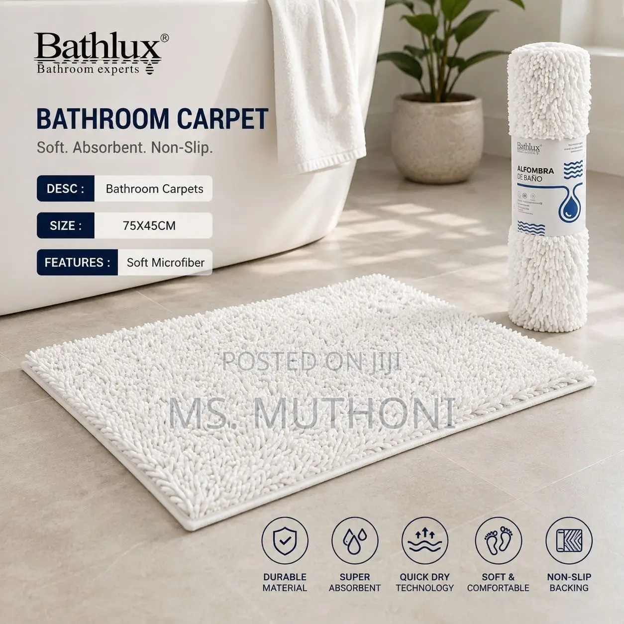 Ultra-Absorbent Chenille Bethlux Bath Mats