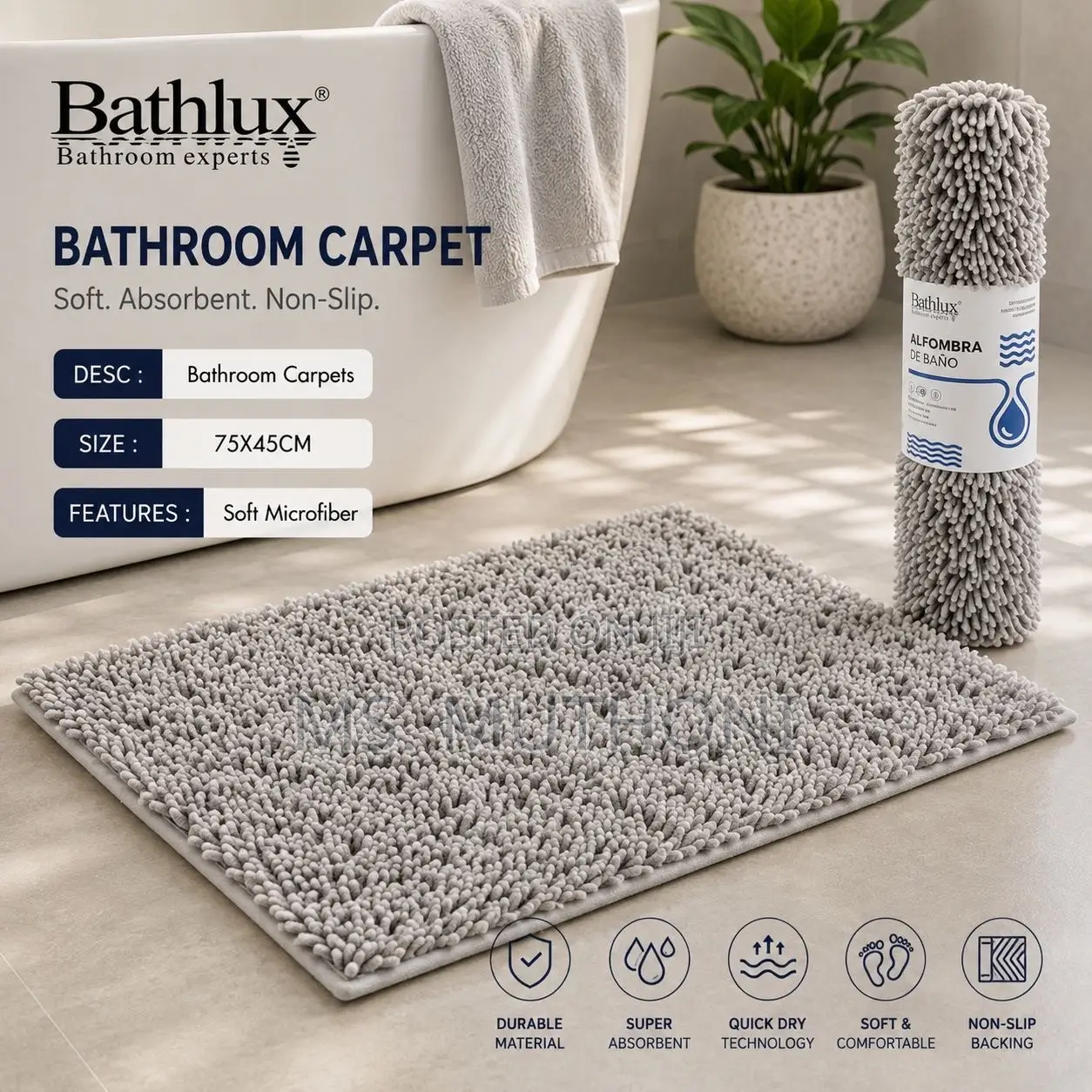 Ultra-Absorbent Chenille Bethlux Bath Mats