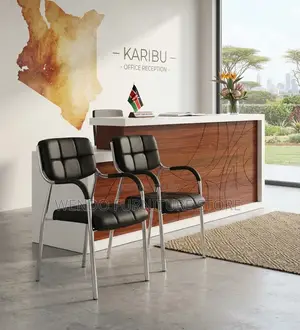 Office Chairs; Armed Black Catalina Leather Office Visitor Seat