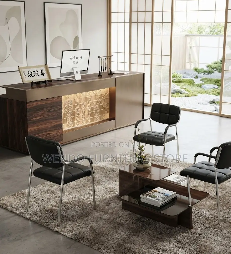 Office Chairs; Armed Black Catalina Leather Office Visitor Seat