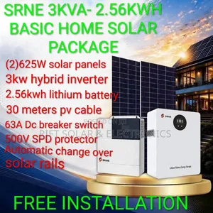 SRNE 3kw - 2.56kwh - (2)625W Solar Home  Solution Free Installation